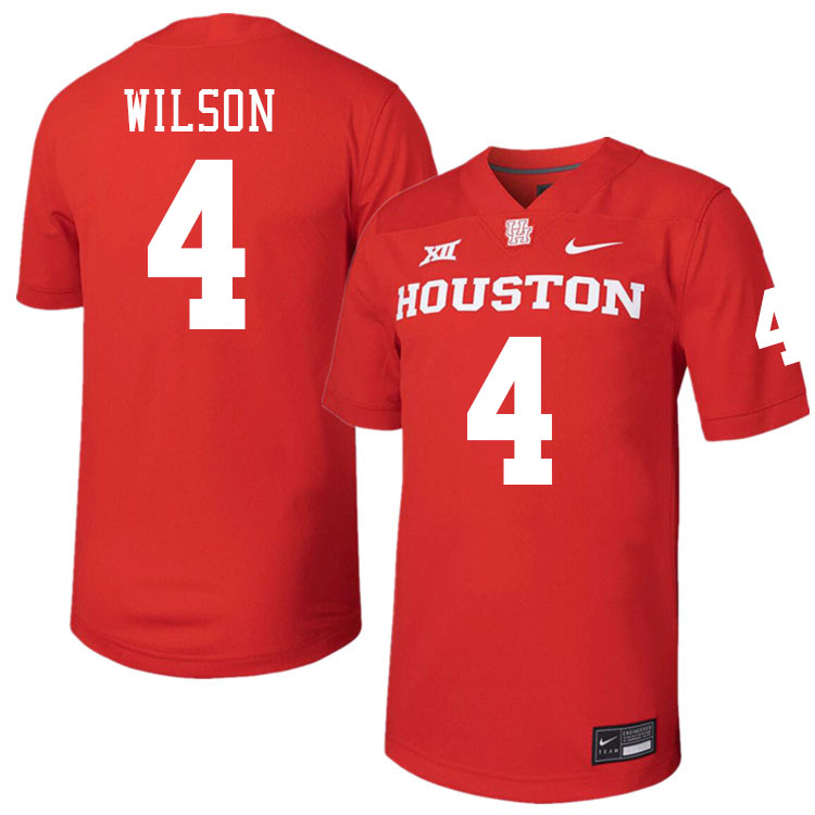 Men #4 Jonah Wilson Houston Cougars College Football Jerseys Stitched-Red